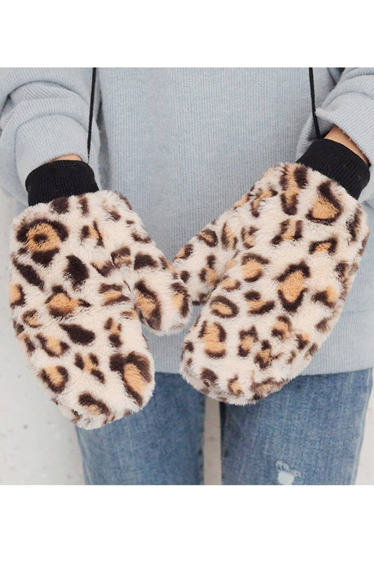 Kids Furry Leopard Mitten