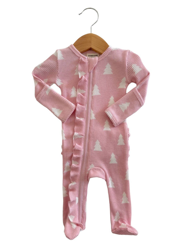 Waffle Ruffle Footie, Pink Christmas Footie