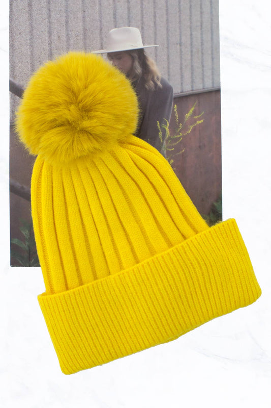 Yellow Pom Hat