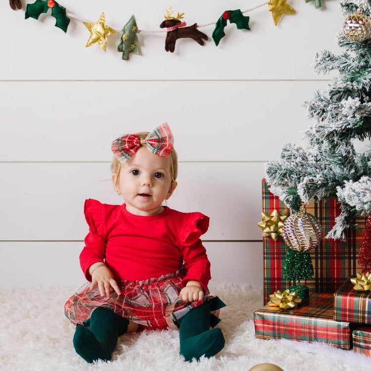 Christmas Baby Plaid Long Sleeve Tutu Bodysuit