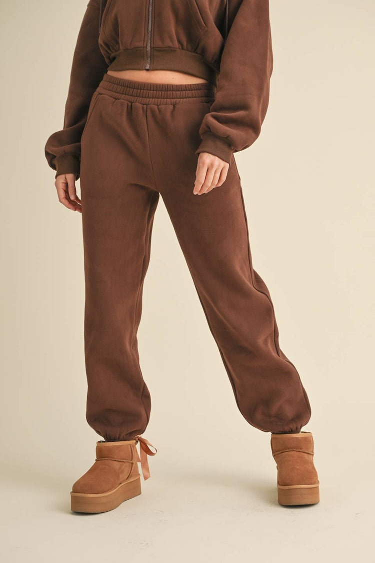 Cozy Fleece Jogger Sweatpants: Cream / L