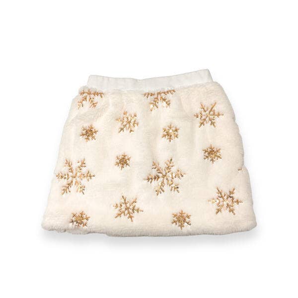 Gold Sequin Snowflake Fur Skirt