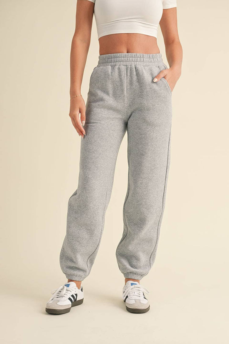 Cozy Fleece Jogger Sweatpants: Cream / L