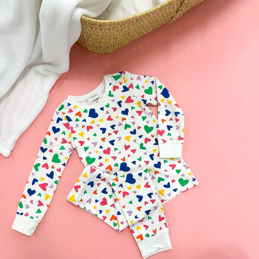 'I Heart You' Colorful Kids Pajamas