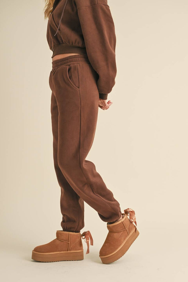 Cozy Fleece Jogger Sweatpants: Cream / L