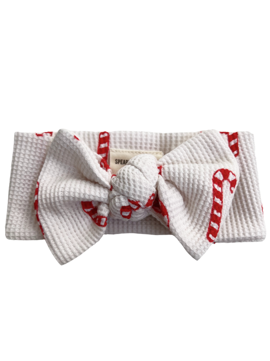 Organic Waffle Knot Bow, Candy Cane