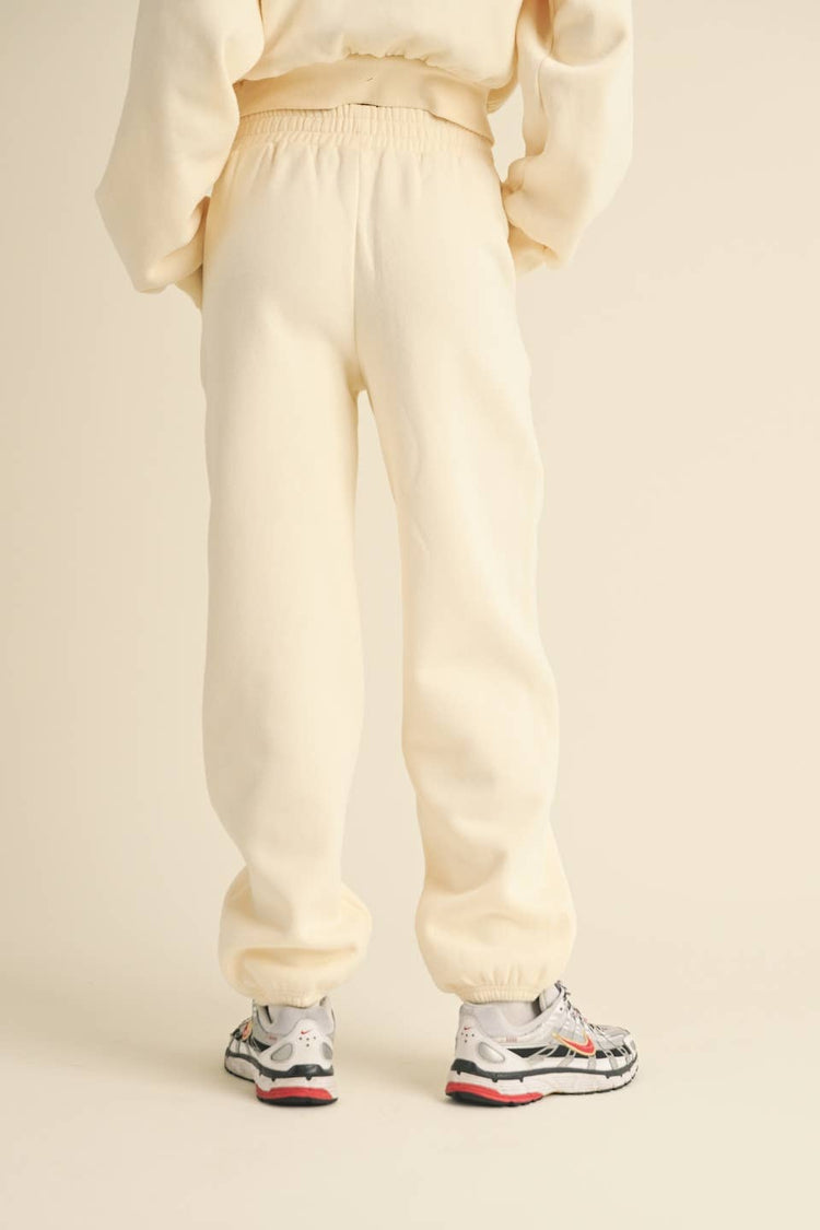 Cozy Fleece Jogger Sweatpants: Cream / L