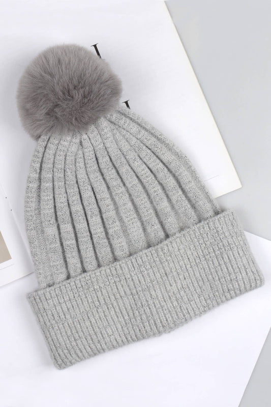 Grey Pom Hat