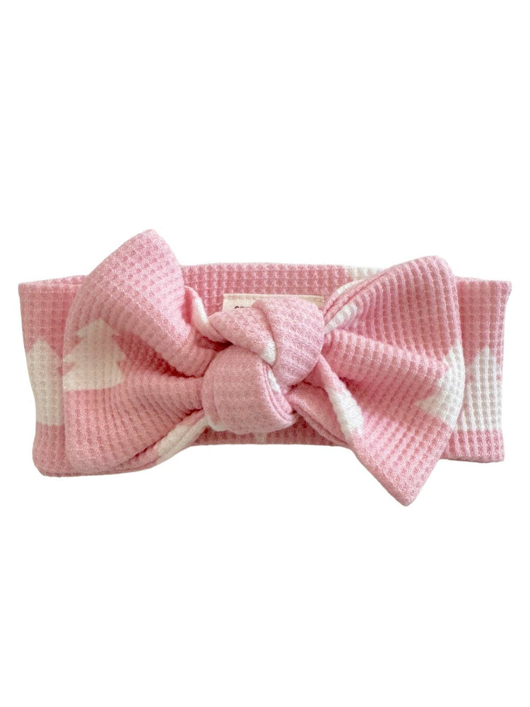 Organic Waffle Knot Bow, Pink Christmas Trees