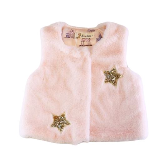 Pink Star Furry Vest