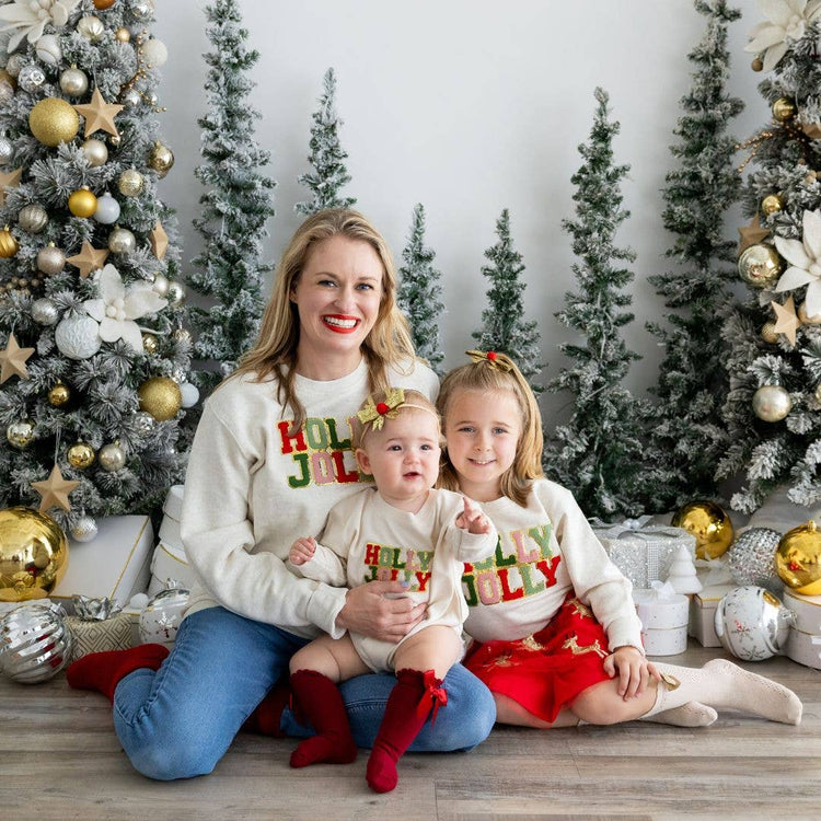 Holly Jolly Baby Patch Christmas Long Sleeve Romper