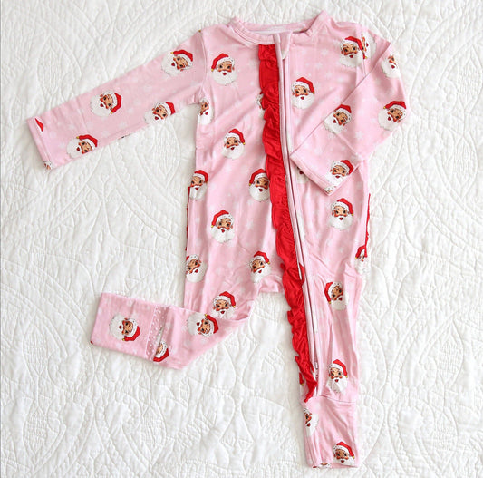 Merry & Pink - Bamboo Ruffle Zippy Romper